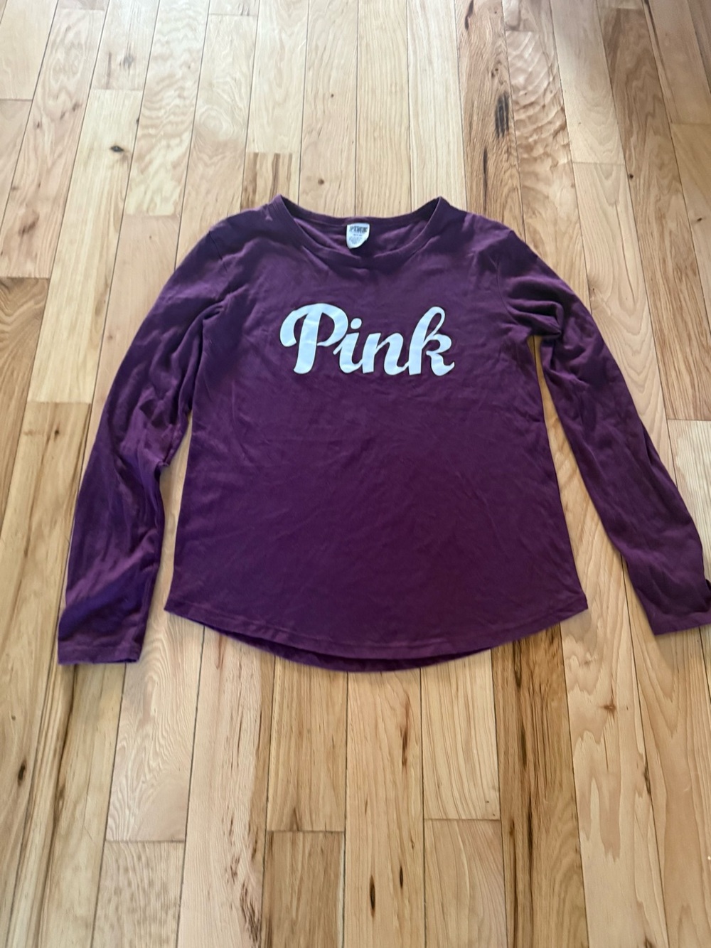 PINK Victoria's Secret Plum Long Sleeve Tee with White Logo Size Medium